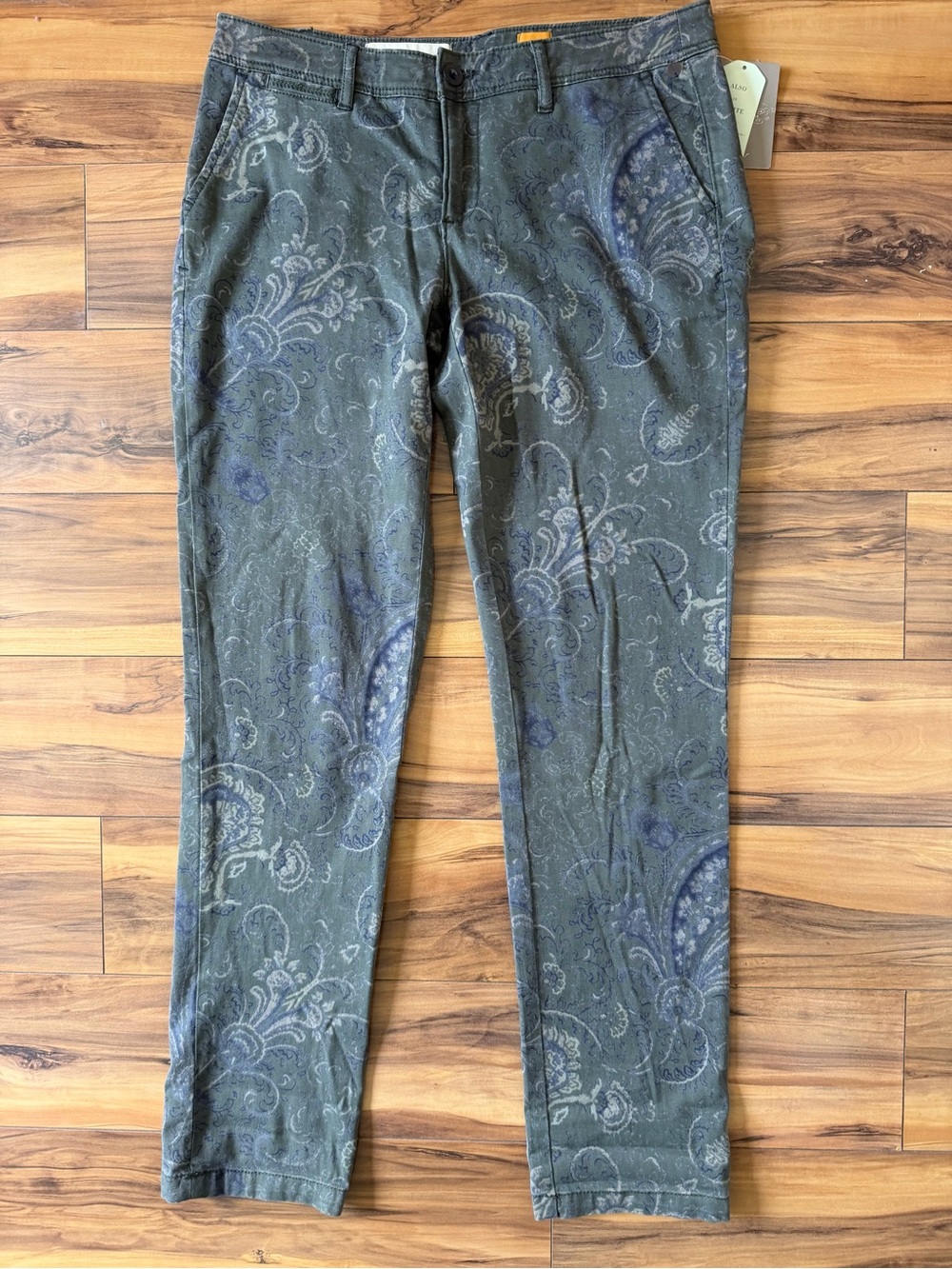 NWT Pilcro Women's Hyphen Olive Paisley Straight-Leg Jeans - Picture 3 of 13